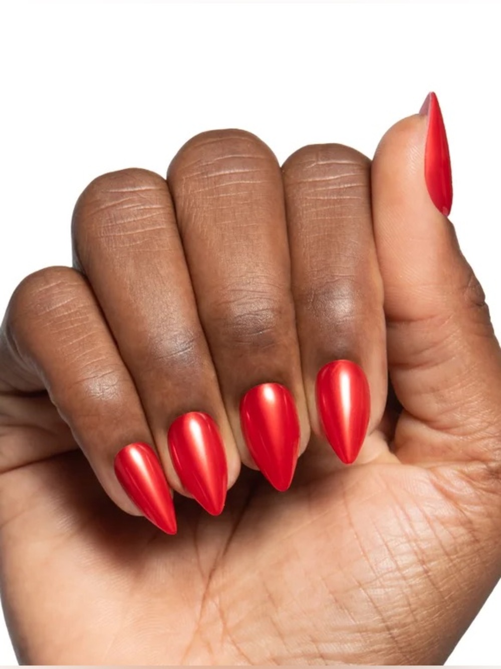 Olive & June Press On Maximalist Red Chrome, Medium Stiletto, NEW - Picture 5 of 9